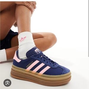Adidas Gazelle Bold Sneakers in Navy and Pink